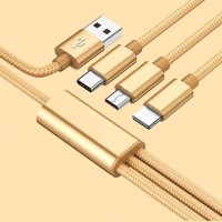 Amazon Nylon Braided Fast Charging 3 in 1 Charging Cable Micro USB Type C Cable For iPhone Charger Cable